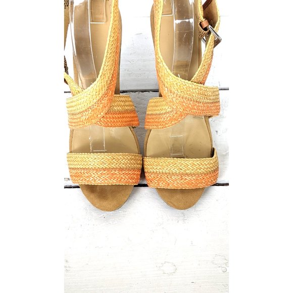 Nine West strappy straw rattan high heel open toe sandal 9.5 M - Picture 3 of 8